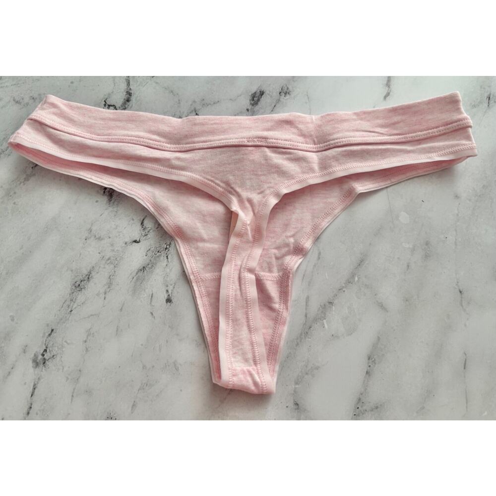 Victoria's Secret Thong Panty Pink Marl Hardware Patch Sexy Cotton Blend - Picture 3 of 3